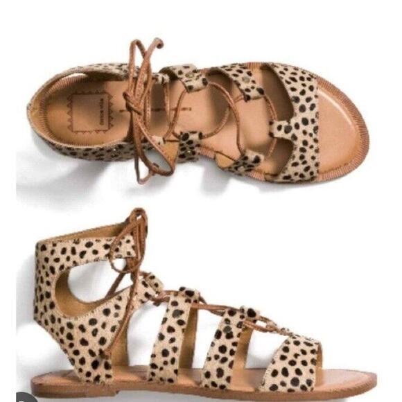 Anthropologie DOLCE VITA Jasmyn Leopard Print‎ Gladiator Sandals Lace Up Size 9 - Picture 1 of 6
